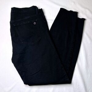 Black Orchid Womens Mid Rise Skinny Jeans Size 30/10 Black Raw Hem Classic